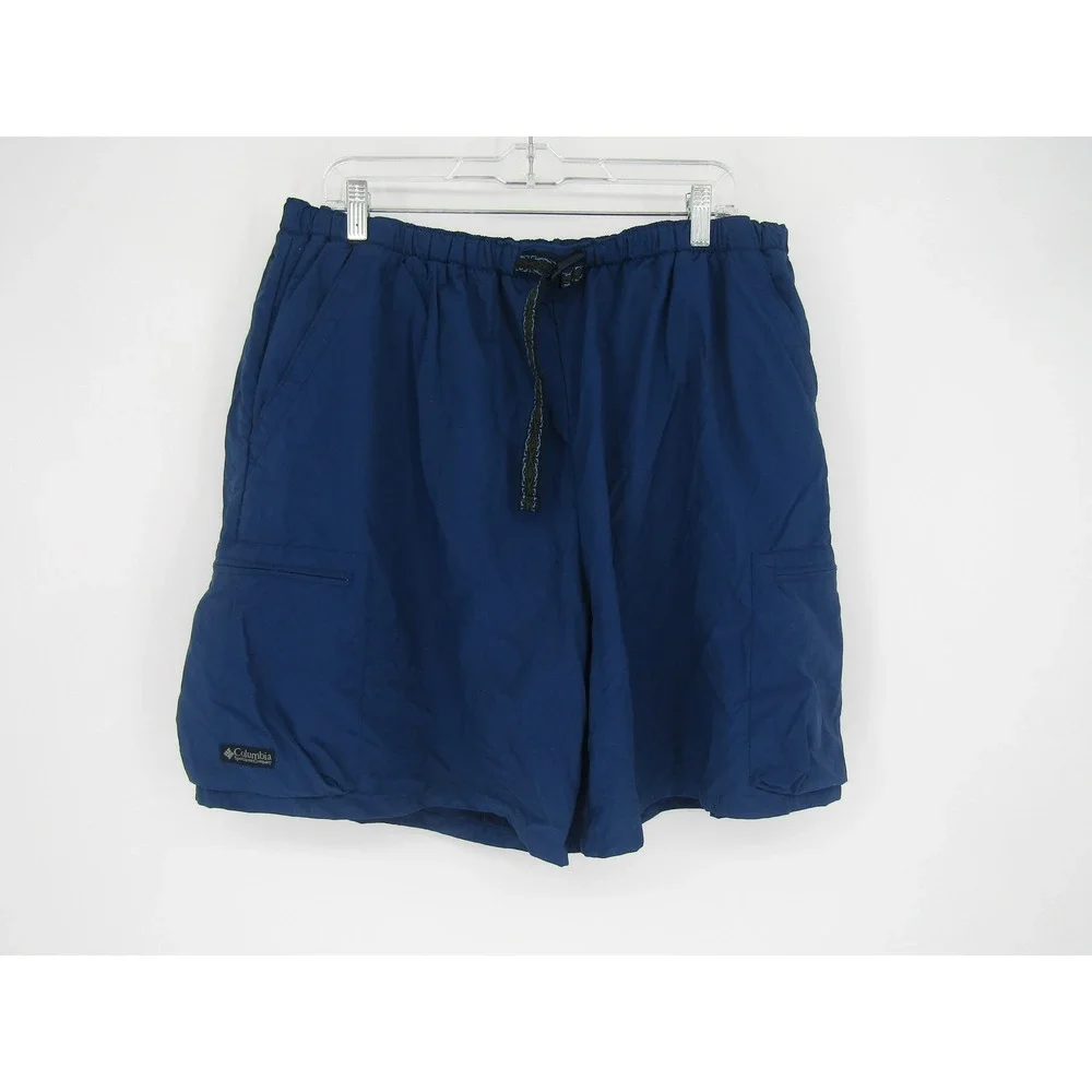 Columbia Packable Cargo Shorts Mens XXL Navy Blue Elastic‎ Waist Nylon Hiking